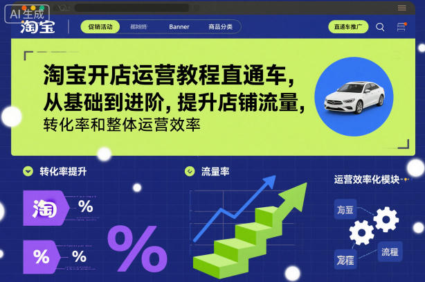 淘宝开店运营教程直通车，从基础到进阶，提升店铺流量，转化率和整体运营效率(更新26年3月)-网创资源总站