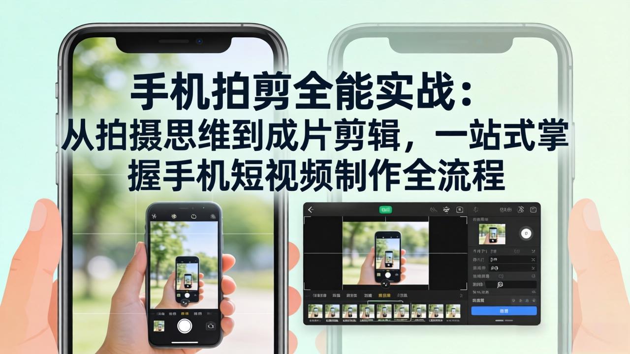 手机拍剪全能实战：从拍摄思维到成片剪辑，一站式掌握手机短视频制作全流程-网创资源总站