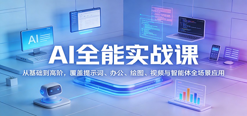 AI全能实战课：从基础到高阶，覆盖提示词、办公、绘图、视频与智能体全场景应用-网创资源总站