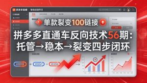 拼多多直通车反向技术56期：托管→稳本→裂变四步闭环，单款裂变100链接抢占核心流量-网创资源总站