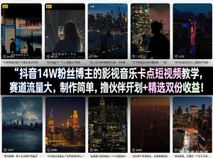 抖音14W粉丝博主的影视音乐卡点短视频教学，赛道流量大，制作简单，撸伙伴计划+精选双份收益！-网创资源总站