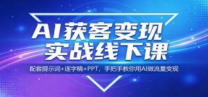 AI获客变现实战线下课:配套提示词+逐字稿+PPT,手把手教你用AI做流量变现-网创资源总站
