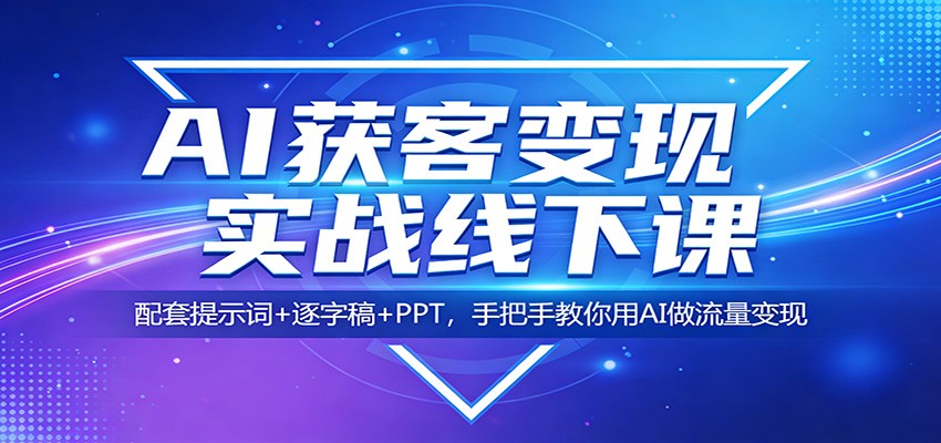 AI获客变现实战线下课：配套提示词+逐字稿+PPT，手把手教你用AI做流量变现-网创资源总站
