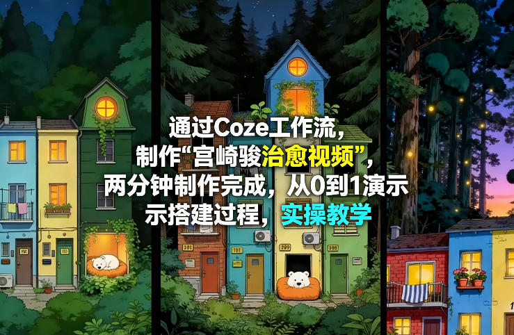 通过Coze工作流制作《宫崎骏治愈视频》，两分钟制作完成，从0到1演示搭建过程，实操教学-网创资源总站