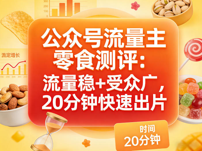 公众号流量主之零食测评赛道，流量稳+受众广，20分钟一条作品-网创资源总站