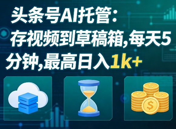 头条号AI托管，我存视频到你草稿箱，每天5分钟，最高日入1k+【揭秘】-网创资源总站