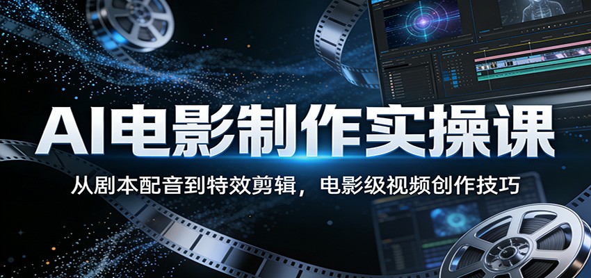 AI电影制作实操课：从剧本配音到特效剪辑，电影级视频创作技巧-网创资源总站