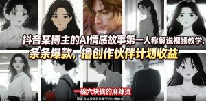 抖音某博主的AI情感故事第一人称解说视频教学，条条爆款，撸创作伙伴计划收益-网创资源总站