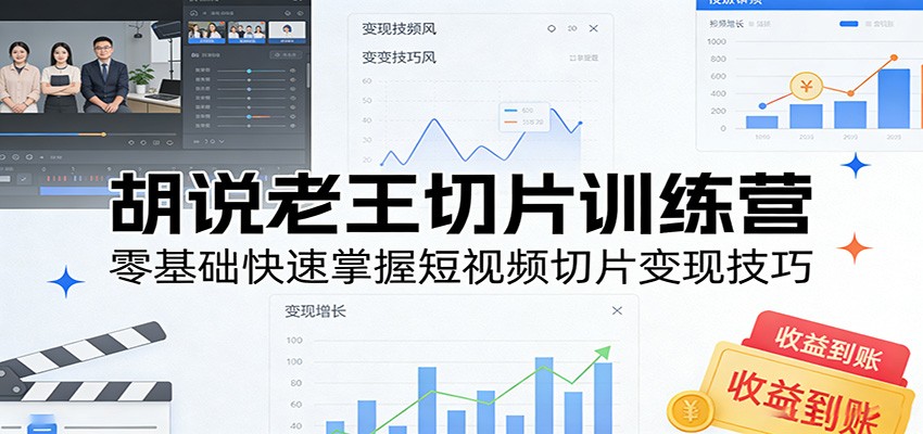 胡说老王切片训练营，零基础快速掌握短视频切片变现技巧-网创资源总站