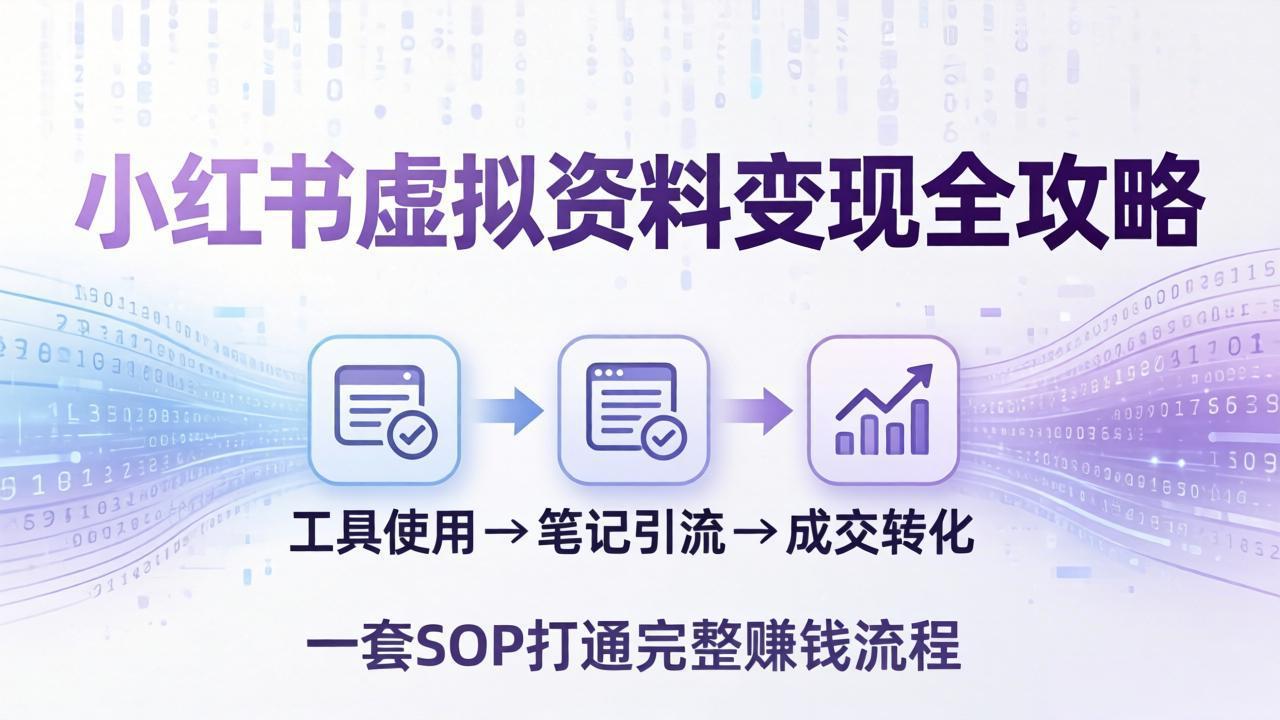 小红书虚拟资料变现全攻略：从工具使用到笔记引流成交，一套 SOP 打通完整赚钱流程-网创资源总站