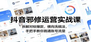 抖音邪修运营实战课：拆解对标爆款，横向洗稿法，手把手教你跑通账号流量-网创资源总站