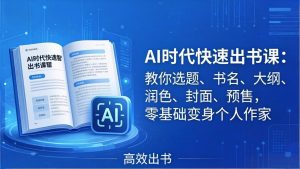 AI时代7天闪电出书课：教你选题、书名、大纲、润色、封面、预售，零基础变身个人作家-网创资源总站