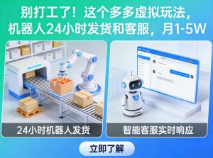 别打工了！这个多多虚拟玩法，机器人24小时发货和客服，月1-5W【揭秘】-网创资源总站