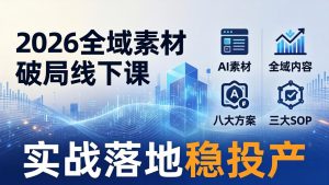 2026全域素材破局线下课:AI素材+全域内容+八大方案+三大SOP,实战落地稳投产-网创资源总站
