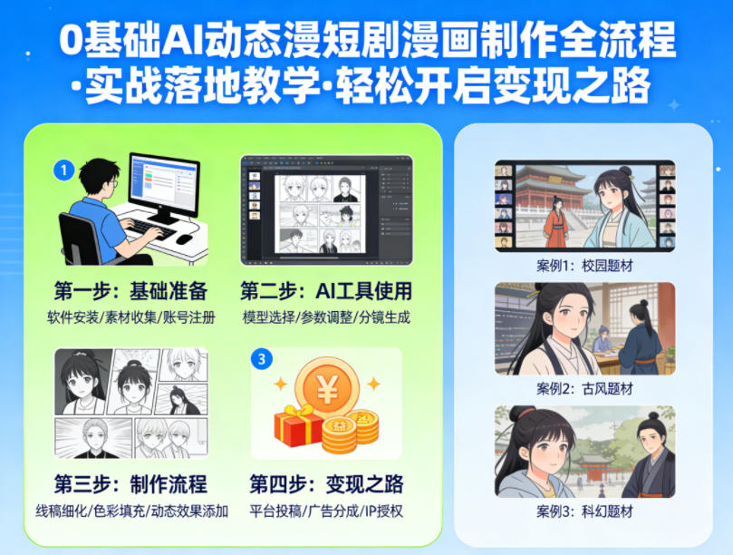 0基础AI动态漫短剧漫画制作全流程，实战落地教学，轻松开启变现之路-网创资源总站