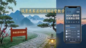 风景类赛道短视频运营教学：诗词文学中式美学，新号养号对标账号定位，DOU+高性价比投放全流程-网创资源总站