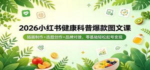 2026小红书健康科普爆款图文课:插画制作+选题创作+品牌对接,零基础轻松起号变现-网创资源总站