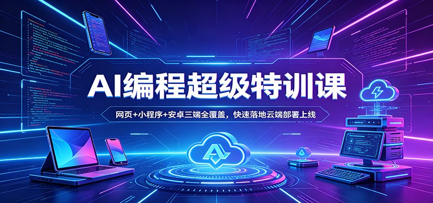 AI编程超级特训课：网页+小程序+安卓三端全覆盖，快速落地云端部署上线-网创资源总站