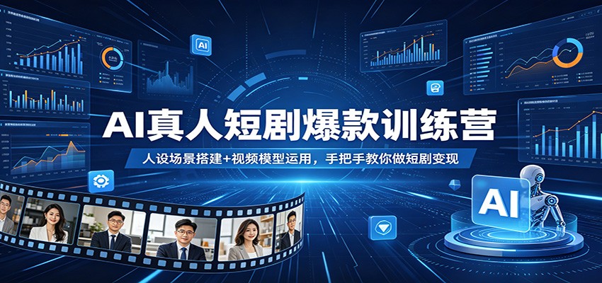 AI真人短剧爆款训练营：人设场景搭建+视频模型运用，手把手教你做短剧变现-网创资源总站