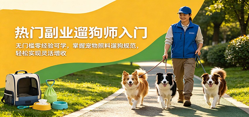 热门副业遛狗师入门，无门槛零经验可学，掌握宠物照料遛狗规范，轻松实现灵活增收-网创资源总站