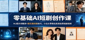 零基础AI短剧创作课：MJ提示词精讲+图生图控图技巧，小白从零做出高清连贯短剧视频-网创资源总站