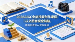 2026AIGC全能视频创作课程｜从文图音视全链路，零基础进阶AI变现接单-网创资源总站