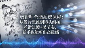 剪辑师全能系统课程：从做片思维到镜头组接，丝滑过渡+破节奏，新手也能剪出高级感-网创资源总站