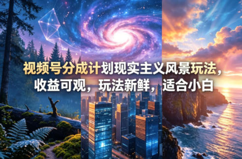 视频号分成计划现实主义风景玩法，收益可观，玩法新鲜，适合小白-网创资源总站