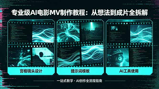 专业级AI电影MV制作教程，从想法到成片全拆解，宫格镜头+提示词模板+AI工具一站式教学-网创资源总站