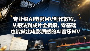 专业级AI电影MV制作教程,从想法到成片全拆解,零基础也能做出电影质感的AI音乐MV-网创资源总站