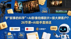学《叙事的科学》=AI影像拍爆款片+接大牌客户?26节课+AI助手直接送【原创双语字幕】-网创资源总站