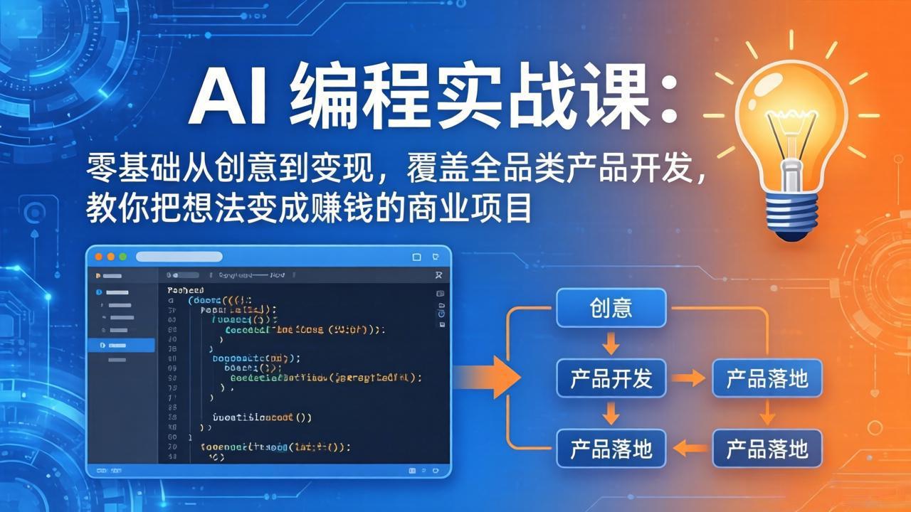 AI编程实战课-第三期-5月3更新：零基础从创意到变现，覆盖全品类产品开发，把想法变成赚钱项目-网创资源总站