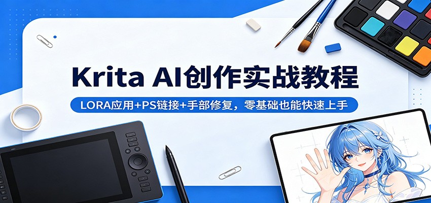 Krita AI创作实战教程：LORA应用+PS链接+手部修复，零基础也能快速上手-网创资源总站