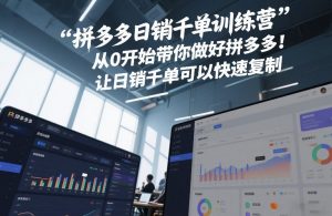 拼多多日销千单训练营,从0开始带你做好拼多多,让日销千单可以快速复制(更新26年4月)-网创资源总站