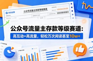 公众号流量主之存款等级赛道,高互动+高流量,轻松达到万次阅读,甚至10w+-网创资源总站