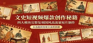 文史短视频爆款创作秘籍：四大模块完整复刻国风高流量短片制作-网创资源总站