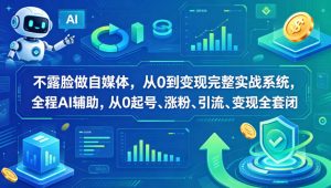 不露脸做自媒体,从0到变现完整实战系统,全程AI辅助,从0起号、涨粉、引流、变现全套闭环-网创资源总站