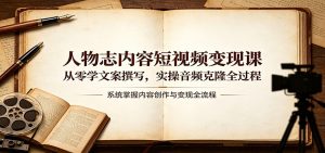 人物志内容短视频变现课:从零学文案撰写,实操音频克隆全过程-网创资源总站
