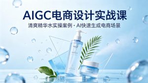 AIGC电商设计实战课，以清爽精华水为实操案例，教你用AI快速生成电商场景-网创资源总站