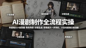 AI漫剧制作全流程实操，零基础从小说改编-角色场景-分镜生成-剪辑成片一步到位，小白也能独立做漫剧-网创资源总站