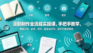 漫剧制作全流程实操课,手把手教学,覆盖认知、起号、改文、配音全环节,新手可直接落地-网创资源总站