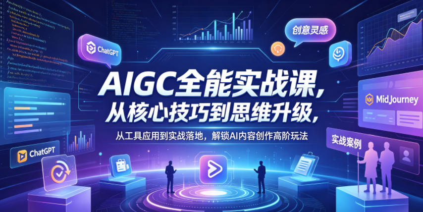 AIGC全能实战课，从核心技巧到思维升级，从工具应用到实战落地，解锁AI内容创作高阶玩法-网创资源总站