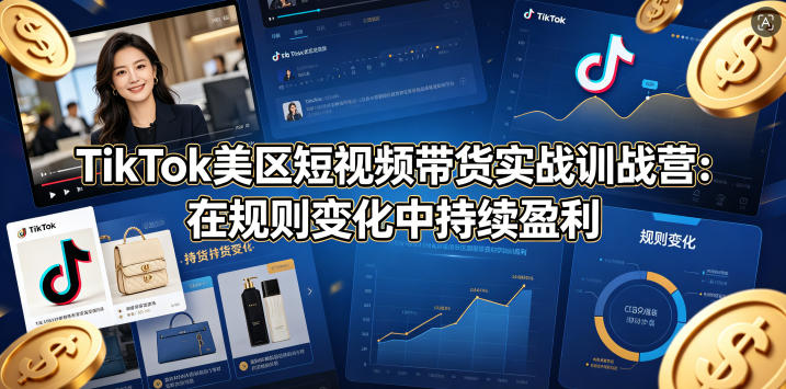 TikTok美区短视频带货实战训战营：在规则变化中持续盈利-网创资源总站