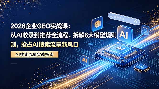 2026 企业GEO实战课：从AI收录到推荐全流程，拆解6大模型规则，抢占 AI 搜索流量新风口-网创资源总站