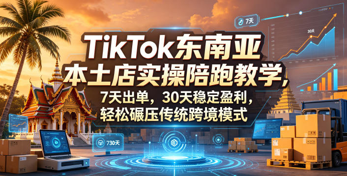 TikTok东南亚本土店实操陪跑教学，7天出单，30天稳定盈利，轻松碾压传统跨境模式-网创资源总站