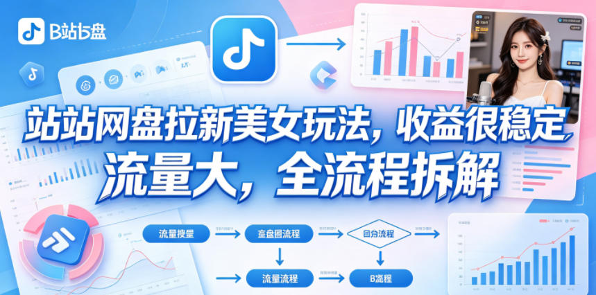 B站网盘拉新美女玩法，收益很稳定，流量大，全流程拆解-网创资源总站