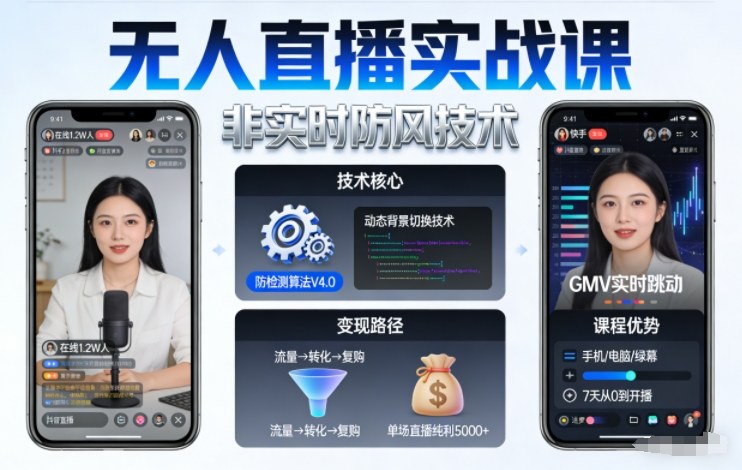 宝子哥无人直播实战课，非实时防风技术，聚焦抖音快手等平台直播带货，轻松开启直播变现之路(更新2026年5月10日)-网创资源总站