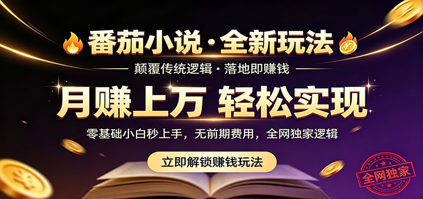 番茄小说5月最新独家玩法，稳定落地实测月入过万！-网创资源总站