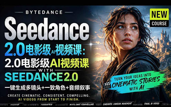 字节跳动的Seedance 2.0 AI电影视频生成制作教程，一键生成多镜头+一致角色+音频叙事-中英字幕-网创资源总站
