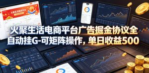 火聚生活电商平台广告掘金协议全自动挂G-可矩阵操作，单日收益5张+【揭秘】-网创资源总站